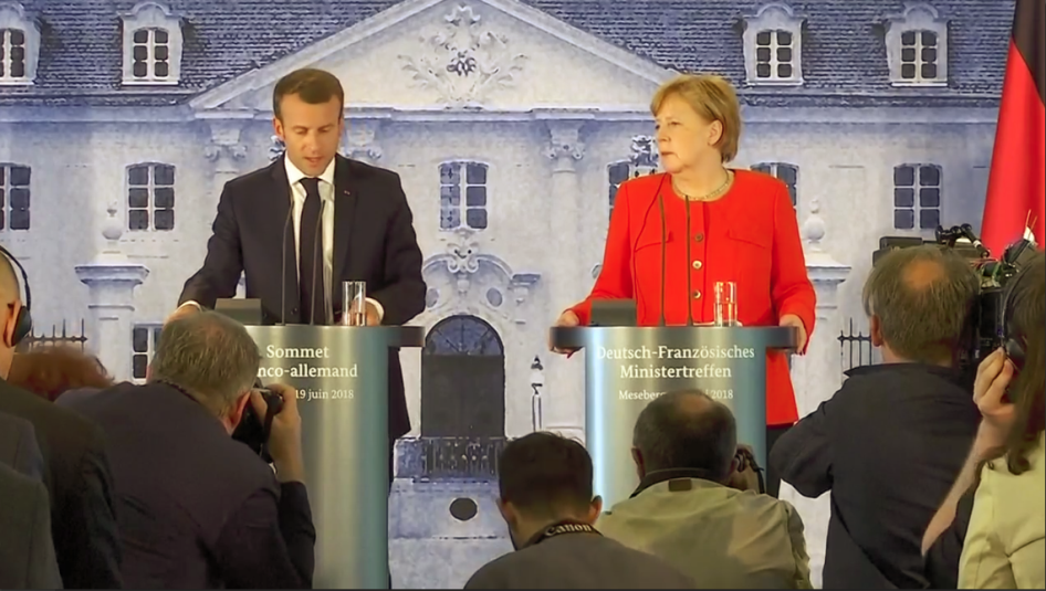 Macron & Merkel at Franco-German Summit press conference June 2018