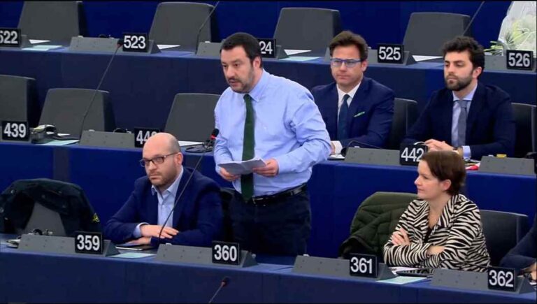 Matteo Salvini speaking about the future of Europe in the European Parliament